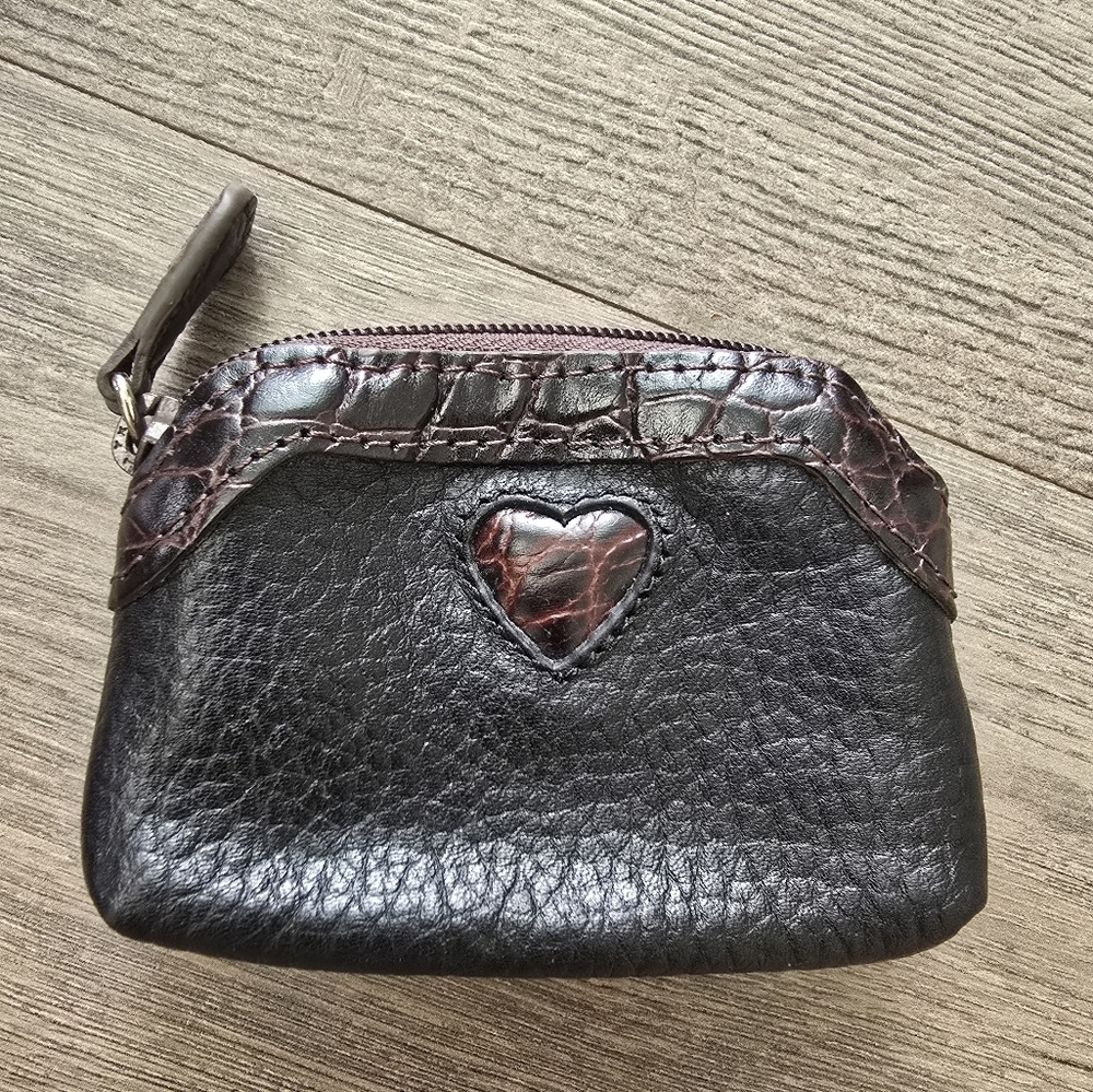 Brighton Mini Coin Bag Black Brown Leather